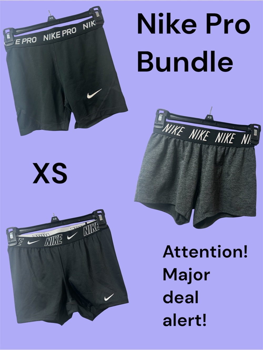 Nike Women's Black & Charcoal Athletic Shorts Bundle XS